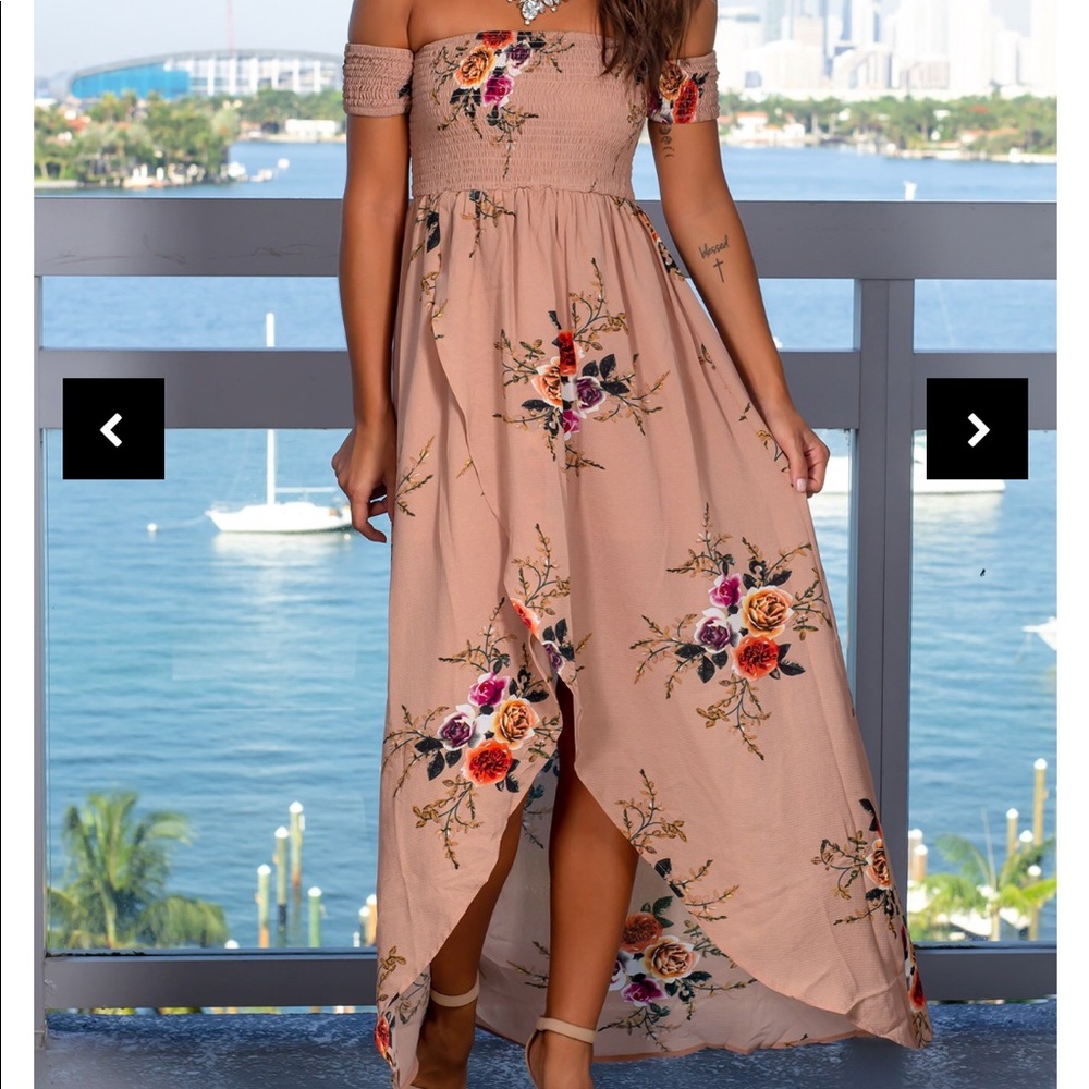 Tan high low dress
